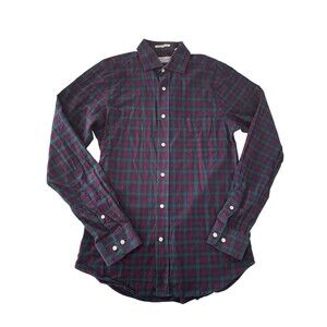 Gant Rugger Mens Small Button up Shirt Purple Winter Plaid Flannel Madras Long